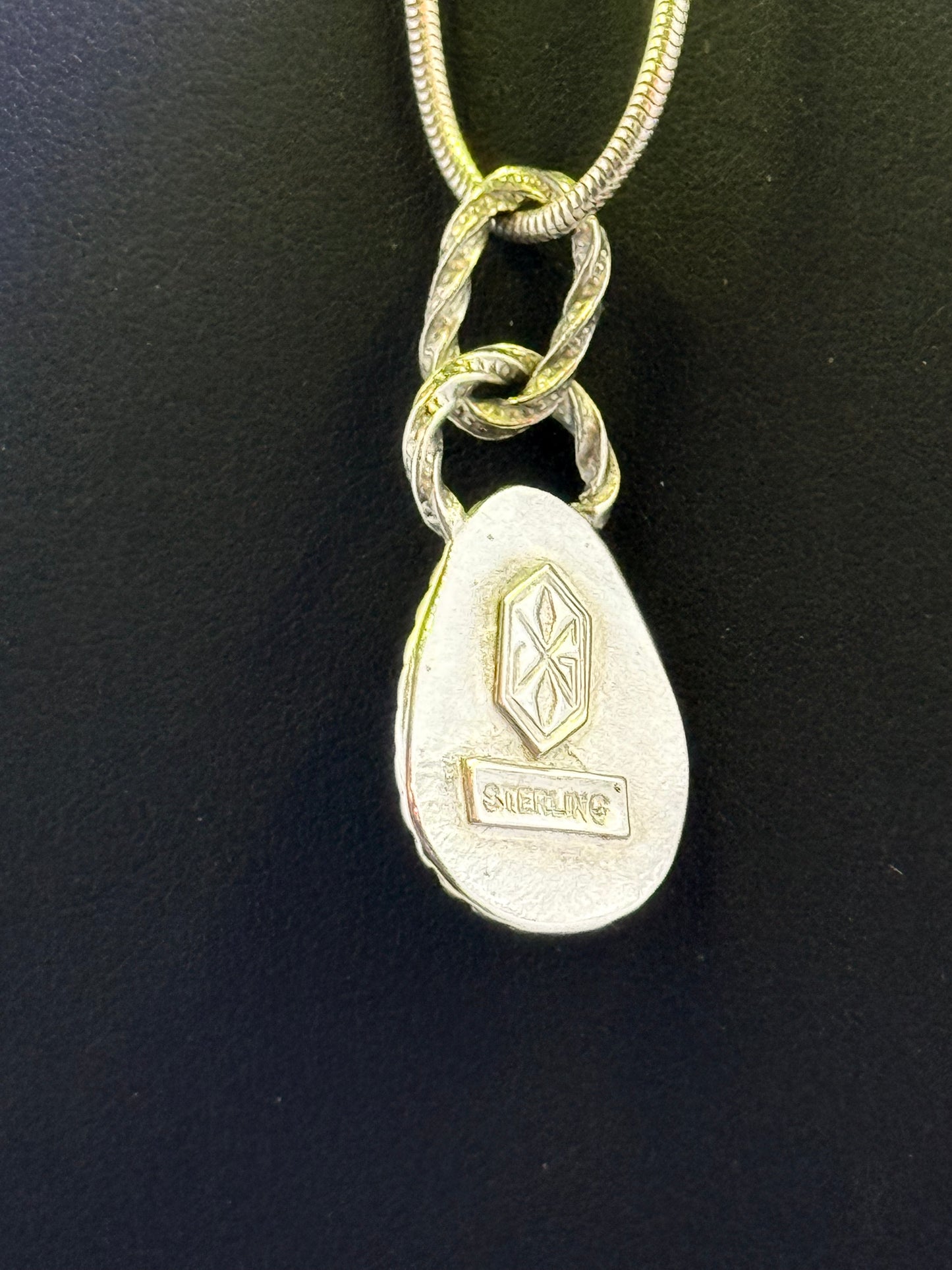 Natural Kingman Turquoise and Sterling Teardrop Pendant