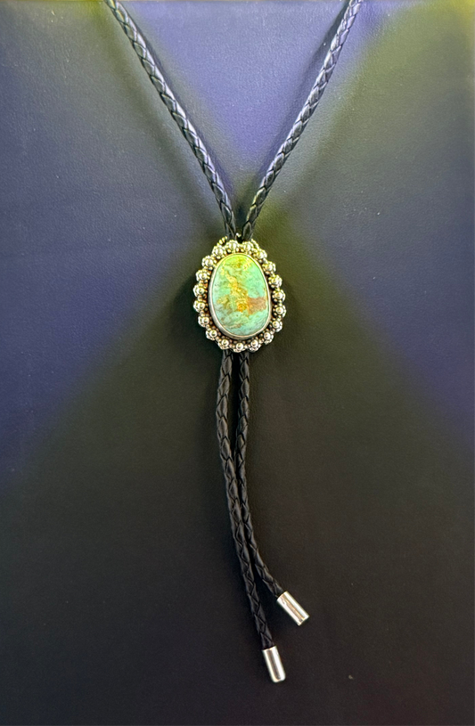 Cripple Creek Turquoise and Sterling Silver Bolo Necklace
