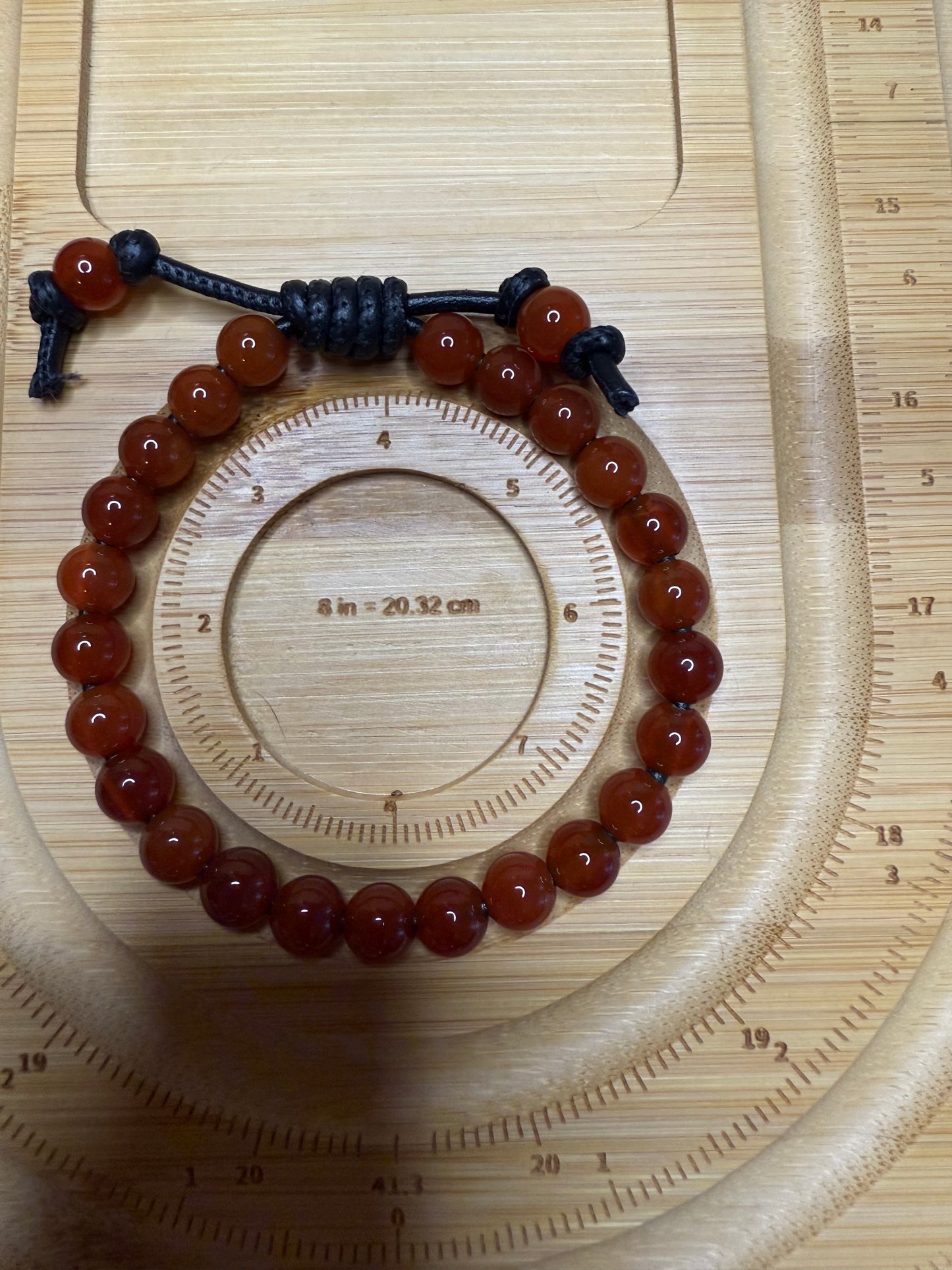 Carnelian Beaded Leather Bracelet