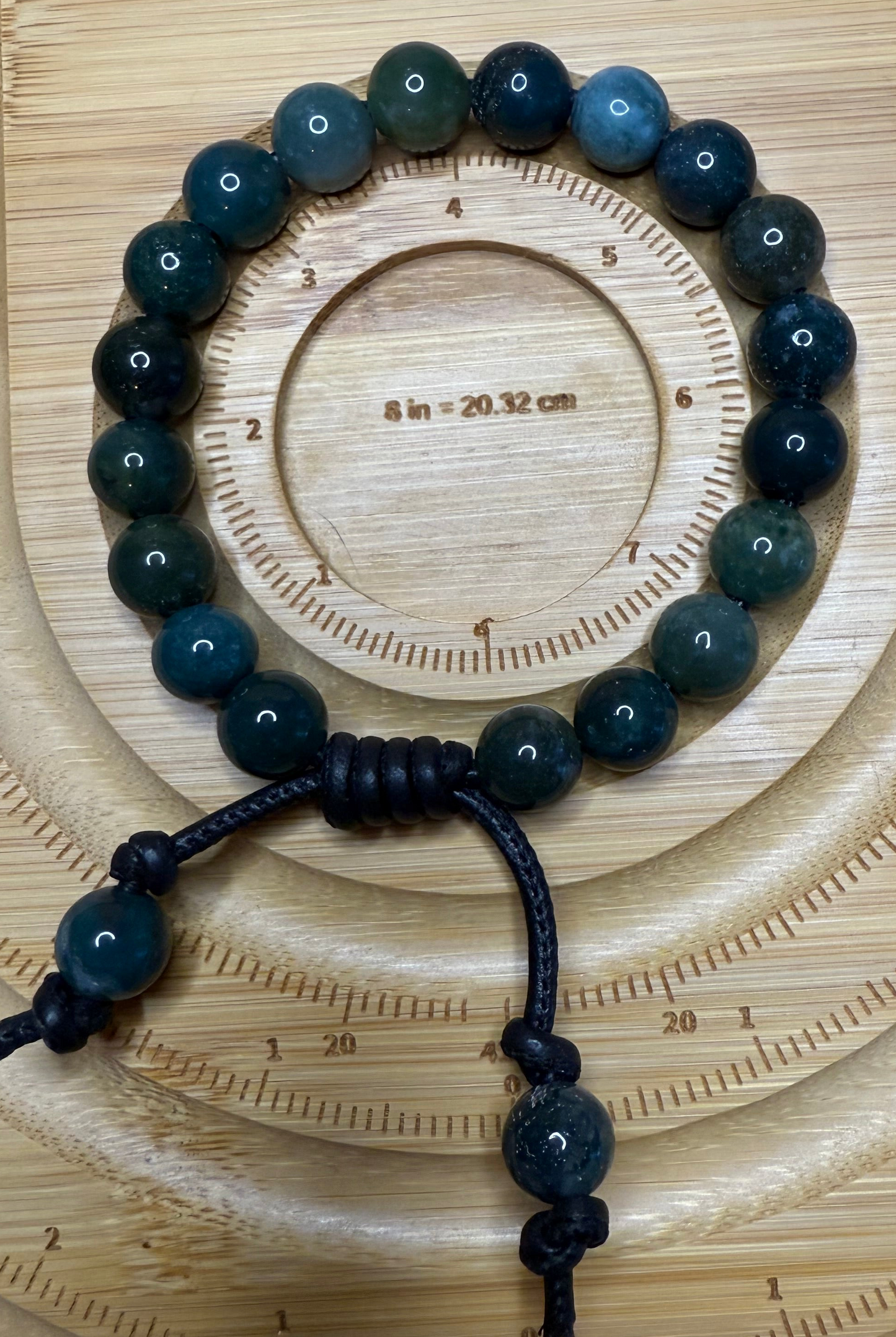 Moss Agate and Leather Bracelet
