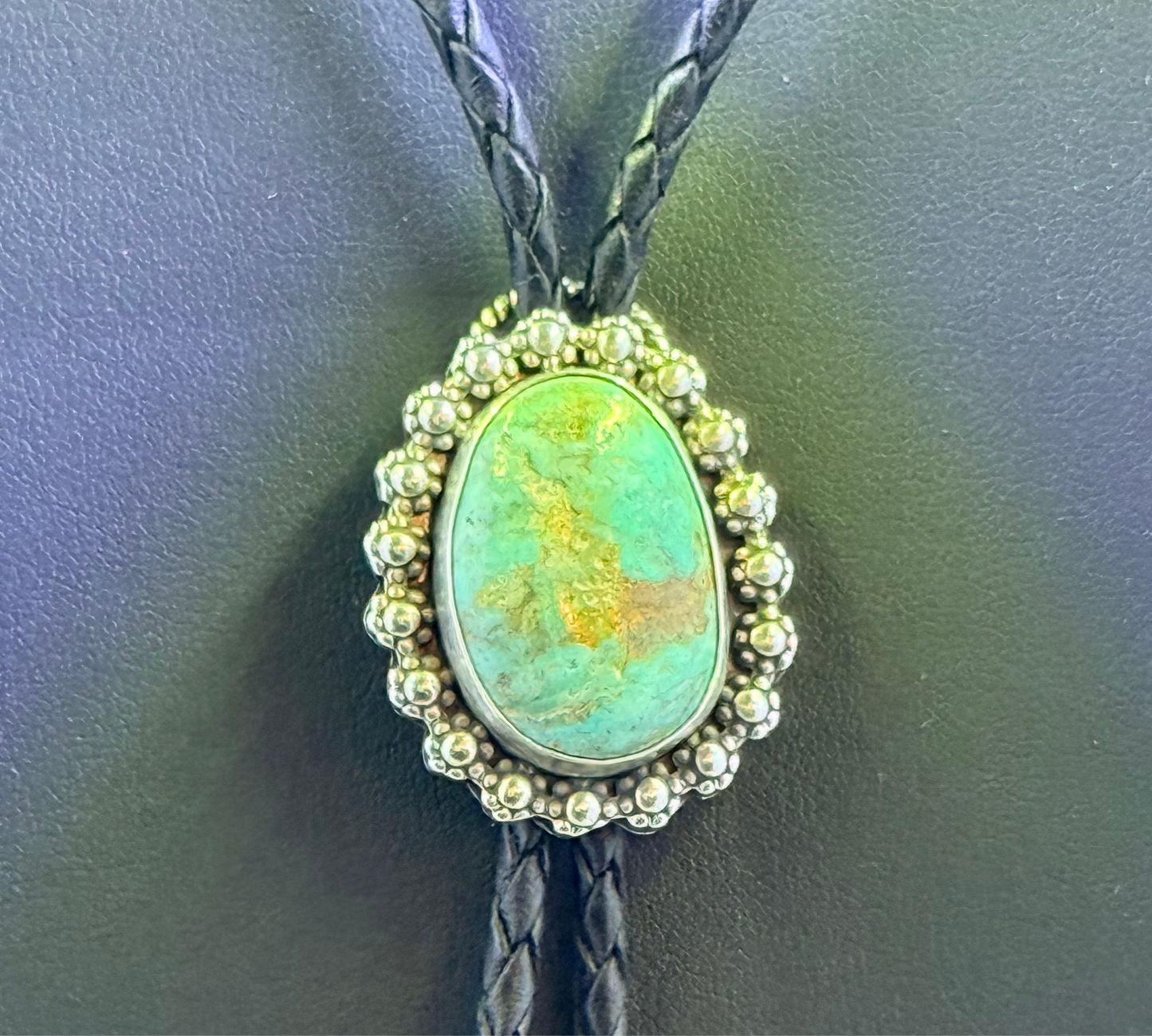 Cripple Creek Turquoise and Sterling Silver Bolo Necklace