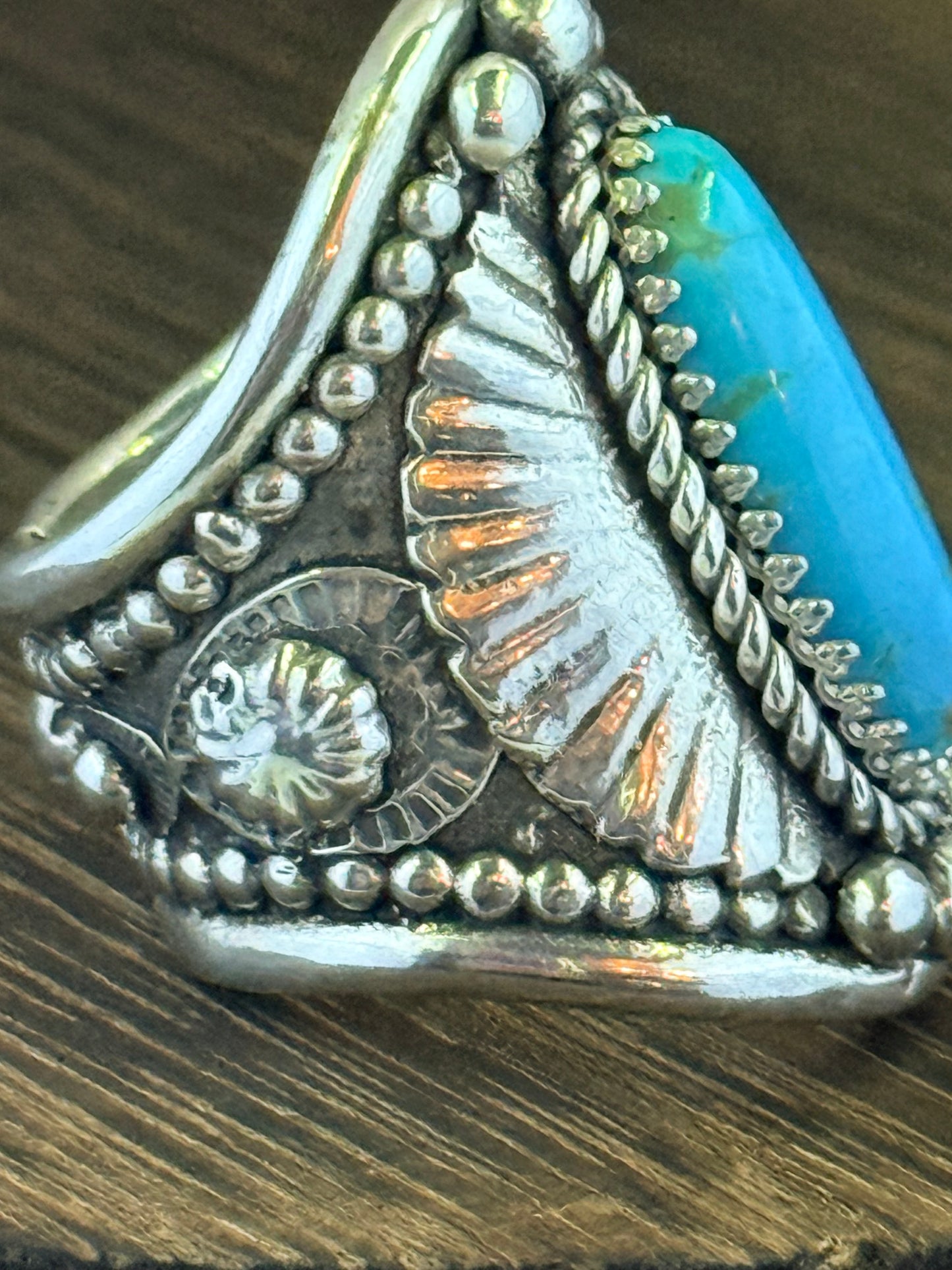 Sterling Silver and Kingman Turquoise Saddle Ring