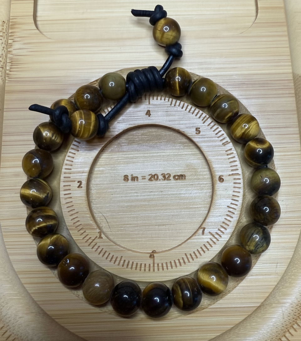 Tiger Eye and Napa Leather Beaded Bracelet