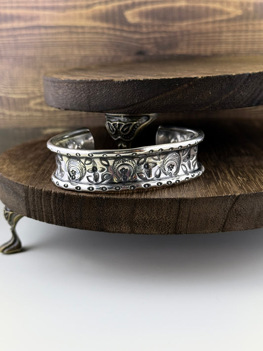 Hand Stamped Sterling Silver Anticlastic Cuff
