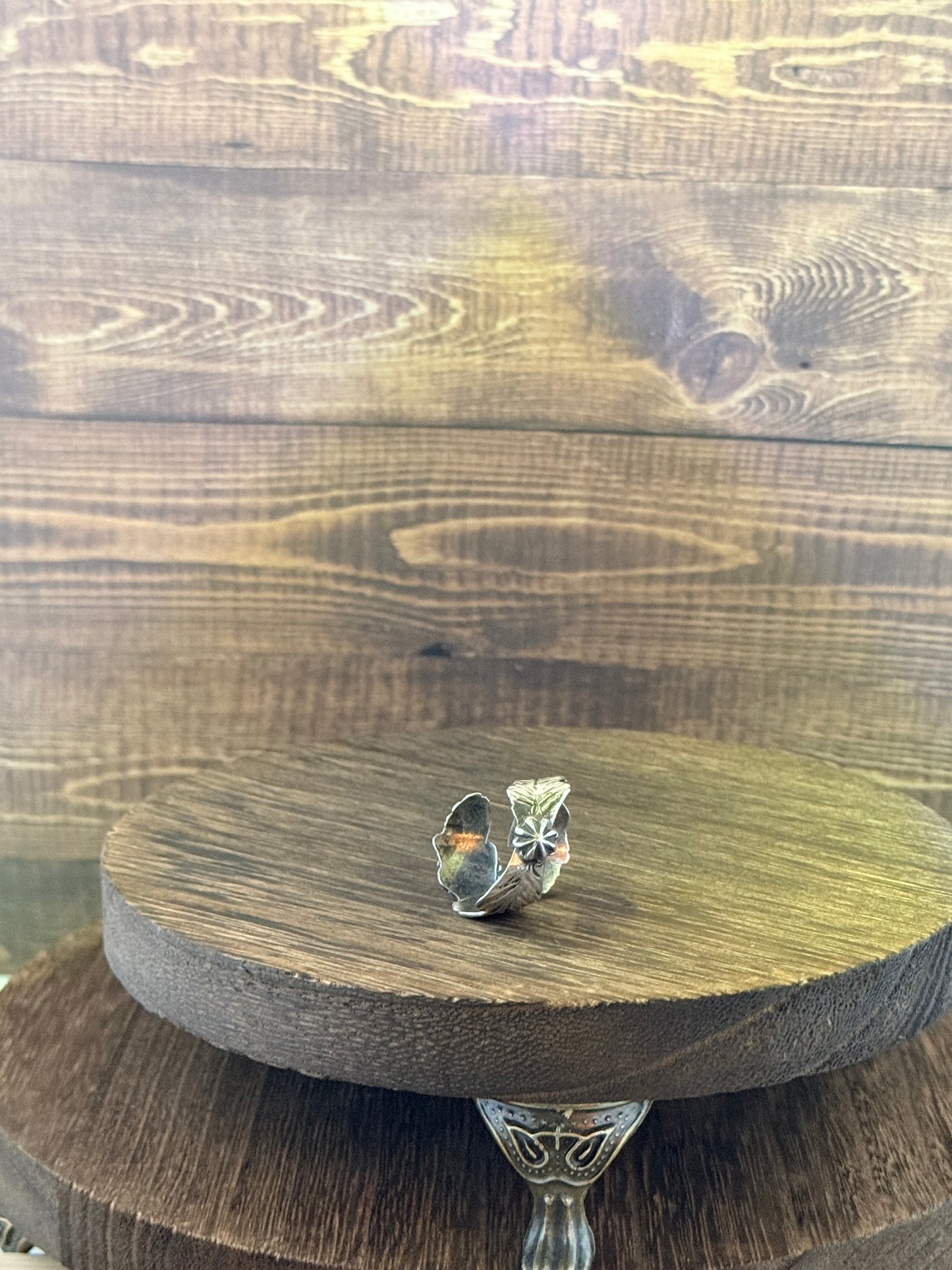 Adjustable Sterling Silver and Kingman Turquoise Feather Ring